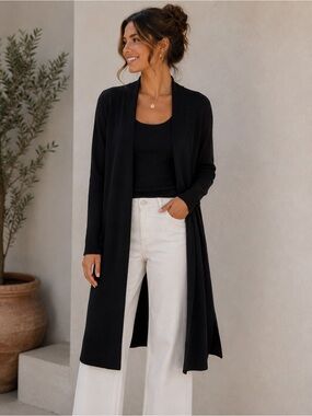 a new day Black Open-Front Long Cardigan